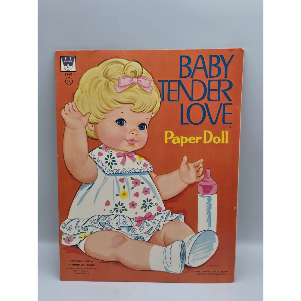Whitman Baby Tender Love Paper Doll Book 1971 Orange Uncut Vintage Mattel Toy